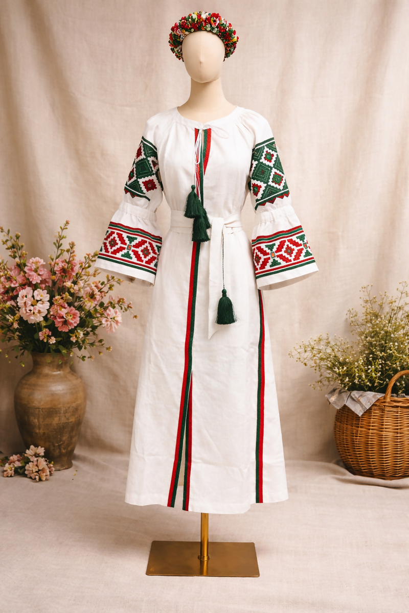 ukrainian embroidered dresses Boho Dress Embroidered Vyshyvanka Dress Multi Color Embroidery Linen Dress Ukrainian Embroidery