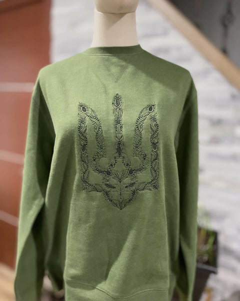 Ukrainian sweatshirt with embroidered tryzub