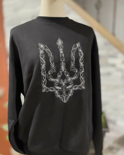 Ukrainian sweatshirt with embroidered tryzub