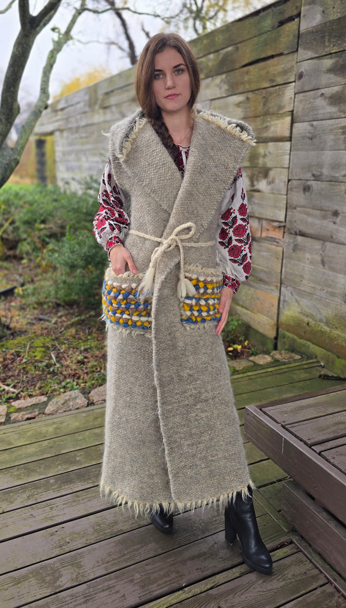 ヤマダヤ　Aga 【尾州】beaver stole Gilet Coat 美品 Long grey Gunya / vest – UAartsy