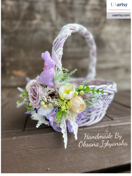 Designer Easter Basket “Lavender collection” bunny