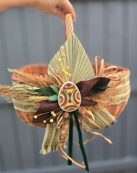 Designer Easter Basket “Etno style “ pottery and dry flowers collection / adult