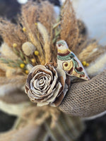 Designer Easter Basket “Etno style “ pottery, dry flowers and organic fabric / adult
