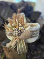Designer Easter Basket “Etno style “ pottery, dry flowers and organic fabric / adult