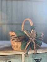Easter Basket “Etno style “ pottery, dry flowers and organic fabric / adult