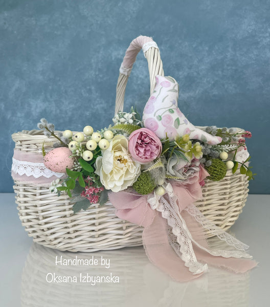 Decorated Easter Basket “Bird in cherry garden“ collection / adult