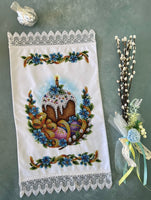 Hand embroidery Easter Basket Cover / napkin on a basket / medium