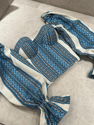Woman embroidery blue corset s/m