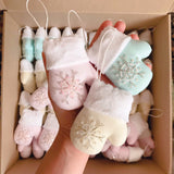 Couple Christmas hand embroidery ornaments “Mittens”