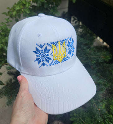 Ukrainian style hat kepka embroidered hat vyshyvanka tryzub