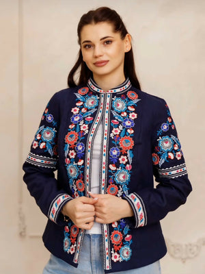 Вишитий піджак з льону