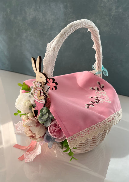 Designer Easter Basket for kids “ Pink bunny”