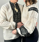 Linen Woman and man HAND embroidery shirt “Classic ”size M/L