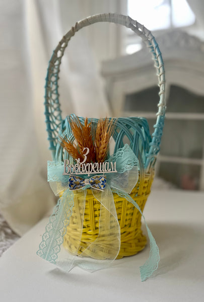 handmade basket for Holy Water/ Christmas