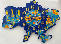 Clock  / blue / Hand painted / Petrykivka / Christmas gift