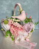 Designer Easter Basket “Singing Bird “ rose pink collection / adult 30inch diameter