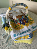 Hand Embroidery Beads Easter Basket “Blue and yellow”