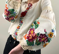 Linen Woman HAND embroidery shirt “Fairytale garden ” size xs