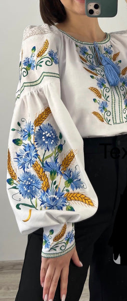 Linen Woman embroidery shirt “Kolosok” size l/m