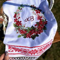 Towel/blanket for Easter Basket for adult “ Red flower”