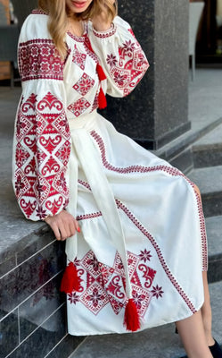 Linen embroidery dress 