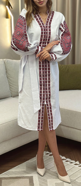 Woman embroidery linen dress “Iryna”