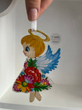 Set of 3/ hand painted ornaments / Petrukivka / angels