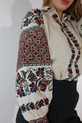 Linen Woman embroidery shirt “Little leaves” size s/m