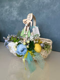 Designer Easter Basket for kids “ Green bunny girl”