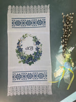 Towel/blanket for Easter Basket for adult “ blue flower”