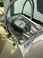 Towel/blanket for Easter Basket for adult “ blue flower”