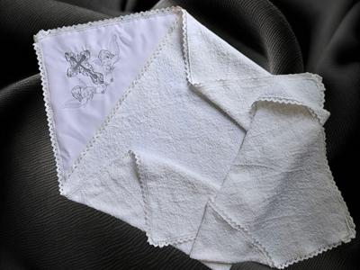 Krygma baptism blanket white embroidered krygma blanket