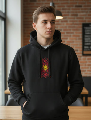 Classic embroidered sweatshirt / embroidered black hoodie