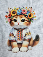 Ukrainian symbols/ Ukrainian style t-shirt/ cute t-shirt/ cute animal t-shirt/ cute Ukrainian cat/ love cats t-shirt/ cat in Vyshyvanka/ adult t-shirt/ Ukrainian t-shirt