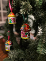 Set of Wooden Hand painted Christmas ornaments, Petrykivka “ Home “