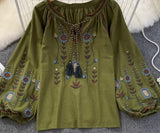 Woman embroidery shirt/blouse linen