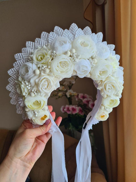 Handmade headband with flowers « Bride” for wedding