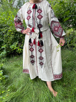 Linen Woman embroidery dress