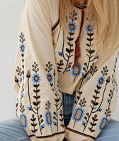 Woman embroidery shirt/blouse linen