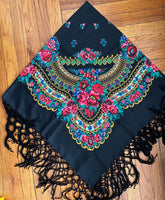 Traditional Ukrainian Woolen shawl / scarf (black)