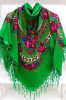 Traditional Ukrainian Woolen shawl / scarf (green)