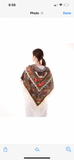 Woolen shawl / scarf with flowers IVORY or WHITE