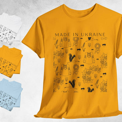 Made in Ukraine| Yellow Gold Cotton T-shirt | FREE SHIPPING for USA