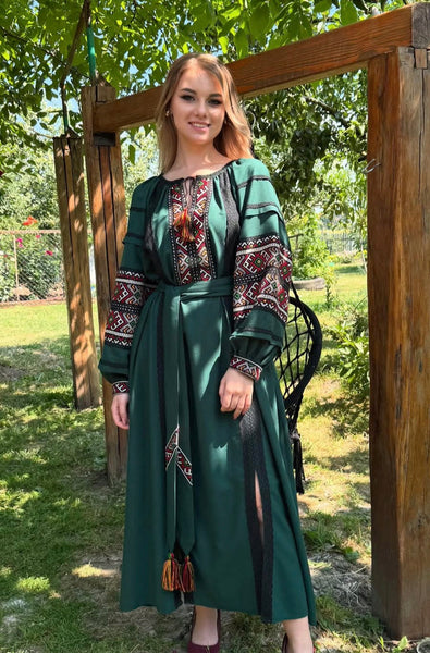 Hand embroidery Linen Woman HAND embroidery dress “Zlata” M/L