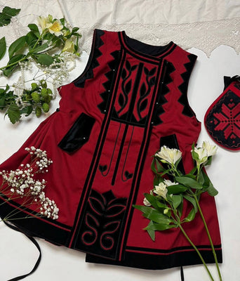 Replica of Antique Ukrainian Corset / Bright Red
