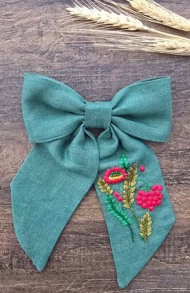 Hand embroidery hair bow Kalyna