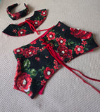 3 piece set / Hand embroidery/ vest / collar / headband size M-L