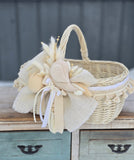 Made to order Designer Etno Style Easter Basket “Singing in the morning“ wood, dry flowers and organic fabric / adult