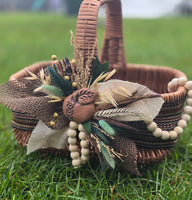 Etno Basket with pottery, dry flowers and organic fabric / adult