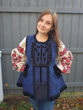 Replica of Antique Ukrainian Corset from 19th century / navy